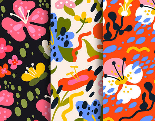 平面设计植物花朵印花花型素材矢量图