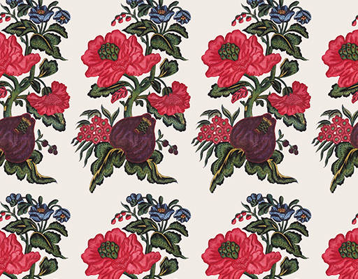 红色植物花朵印花花型素材矢量图