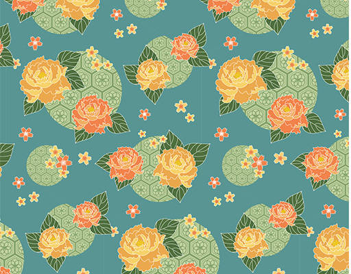 玫瑰手绘复古图案印花花型素材矢量图