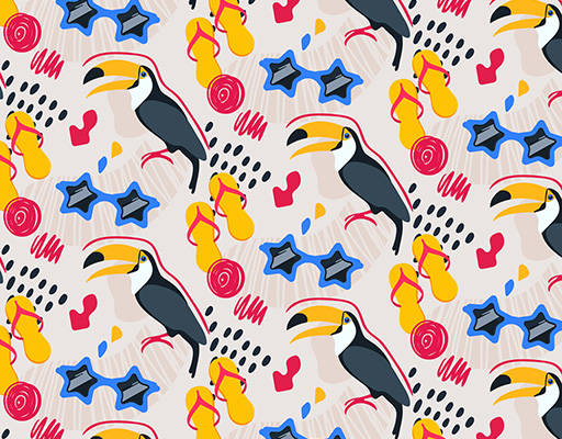 鵎鵼巨嘴鸟星星印花花型素材矢量图