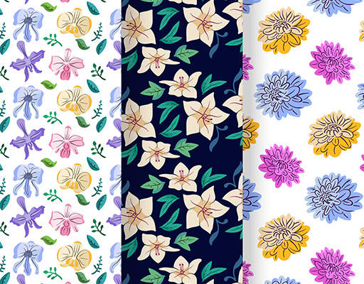 植物小碎花印花花型素材矢量图