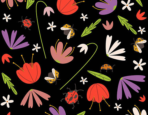 植物昆虫印花花型素材矢量图