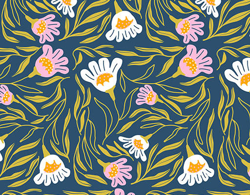 植物花朵拼接印花花型素材矢量图