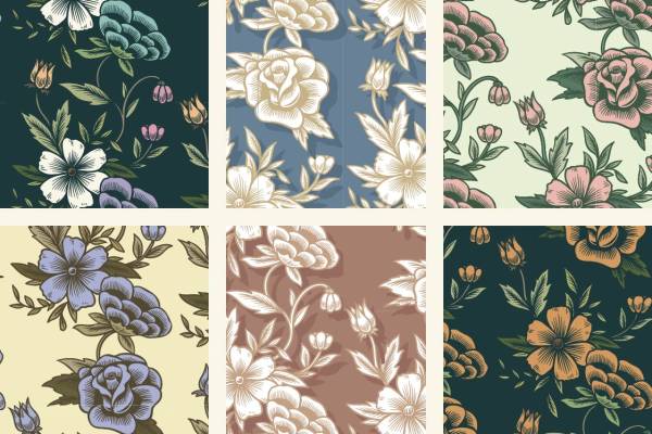 植物花朵印花花型素材矢量图