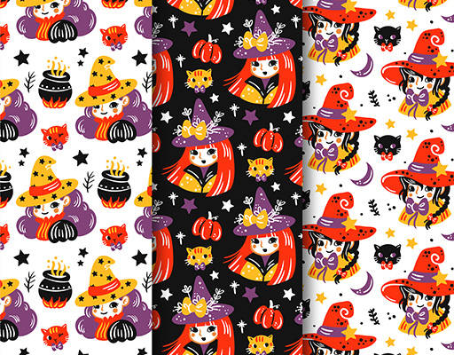 卡通图案印花花型素材矢量图