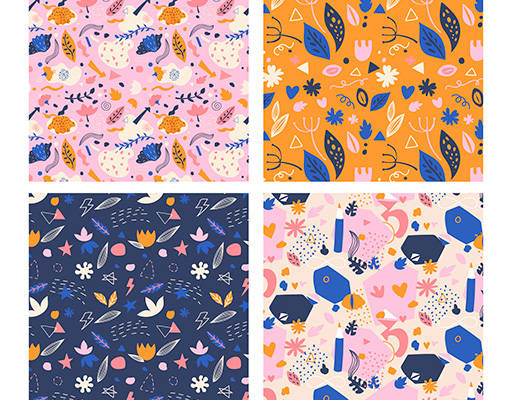 植物叶子花朵印花花型素材矢量图