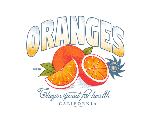 卡通水果图案柠檬印花素材变形英文字母图案桔子