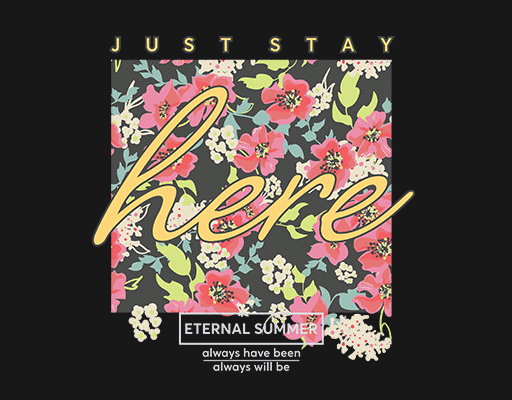 手写英文字母图案卡通花朵图案女装印花素材