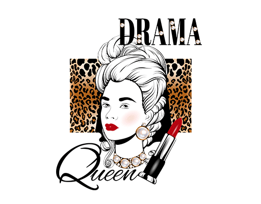 卡通女孩头像手绘女孩头像豹纹女孩口红图案女装印花素材