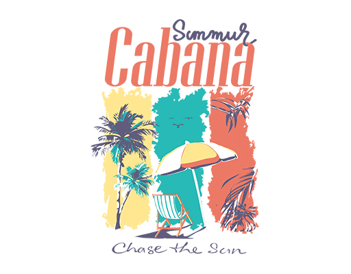 卡通英文字母图案彩色英文字母夏日印花素材椰子树图案