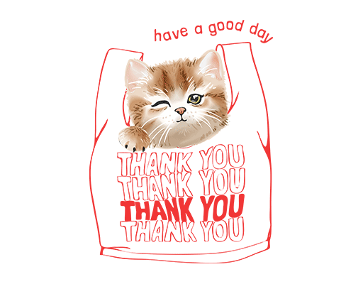 卡通猫咪头像手绘猫头印花素材塑料袋子图案女装印花素材