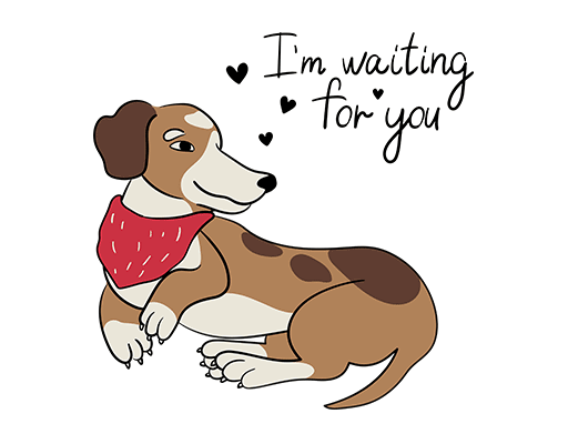 卡通小狗图案手绘小狗女装印花素材手写英文字母