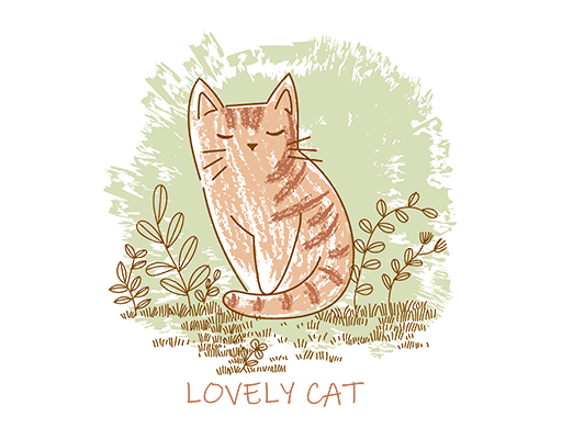 卡通猫咪头像可爱猫咪涂鸦猫咪手绘植物