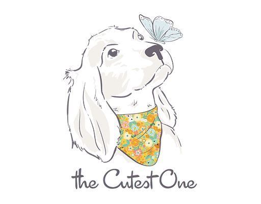 卡通小狗头像拉布拉多犬头像卡通蝴蝶手写英文字母图案