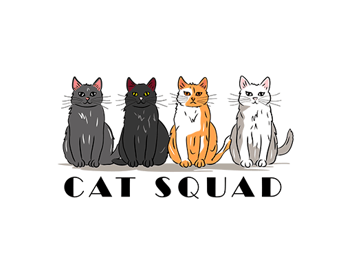 卡通猫咪图案四只猫印花素材女装印花素材可爱猫