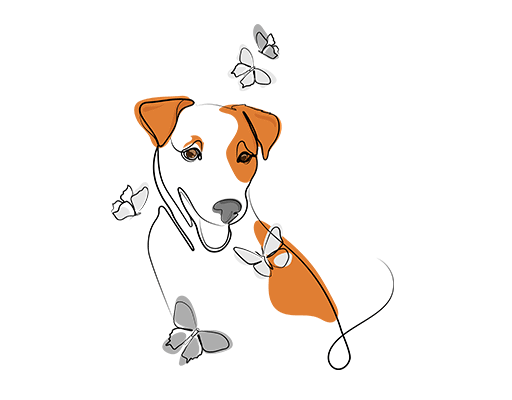 手绘小狗图案卡通小狗蝴蝶狗图案小狗头像女装印花素材