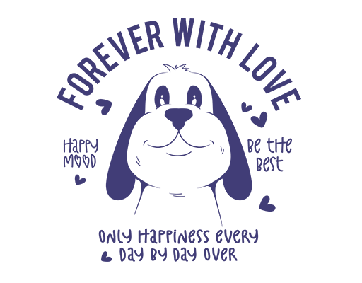 卡通小狗图案手绘小狗头像变形英文字母图案女装印花素材