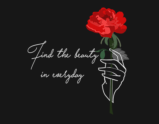 卡通花朵图案手绘玫瑰花朵拿玫瑰花朵的手指