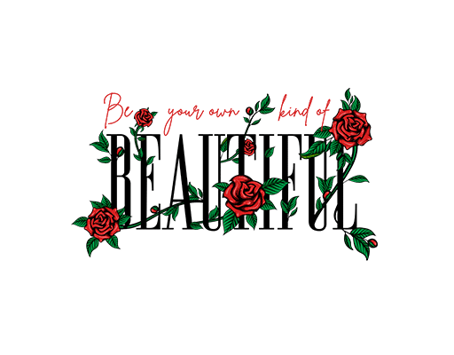 卡通花朵图案玫瑰花朵卡通英文字母图案女装印花素材