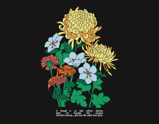 卡通菊花手绘花朵女装印花素材卡通花朵印花素材