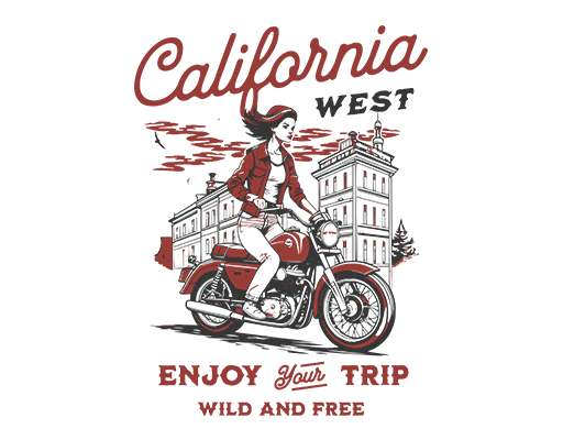 骑摩托车的女孩图案卡通人物头像手写英文字母