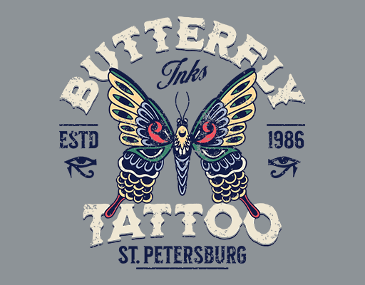 卡通蝴蝶图案彩色蝴蝶女装印花素材手绘蝴蝶印花素材