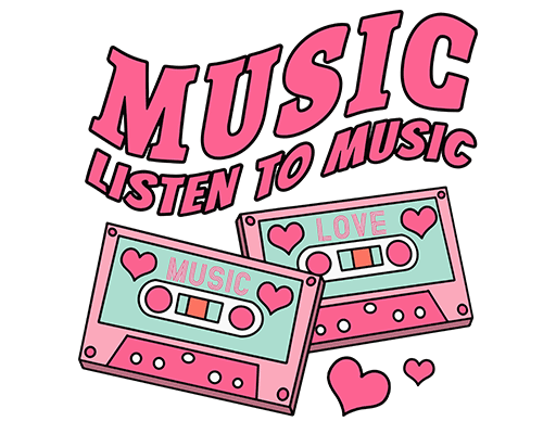 卡通磁带图案唱片磁带变形英文字母图案女装印花素材