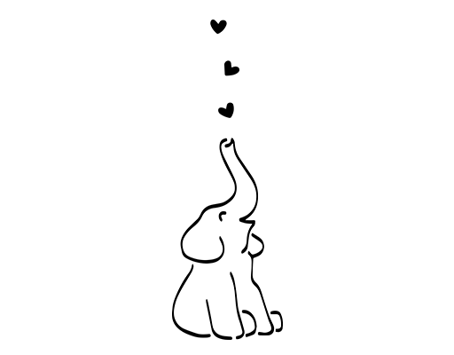 卡通小象图案手绘小象简笔卡通动物女装印花素材