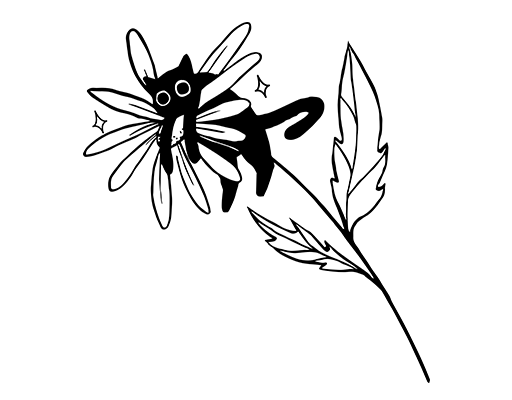 卡通猫咪图案手绘猫咪花朵图案女装印花素材简笔卡通动物