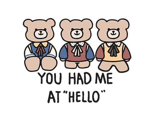 可爱卡通小熊图案三只小熊手写英文字母图案女装印花素材