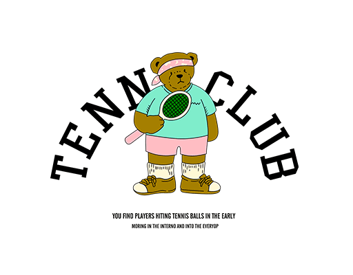 卡通小熊图案手绘小熊变形英文字母打球的小熊女装印花素材