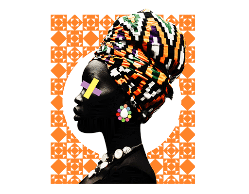 卡通人物图案手绘原始人物非洲女孩图案人物头像女装印花素材