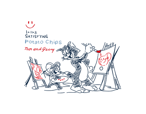 卡通猫咪图案手绘猫和老鼠图案画画的猫动画片图案女装印花素材