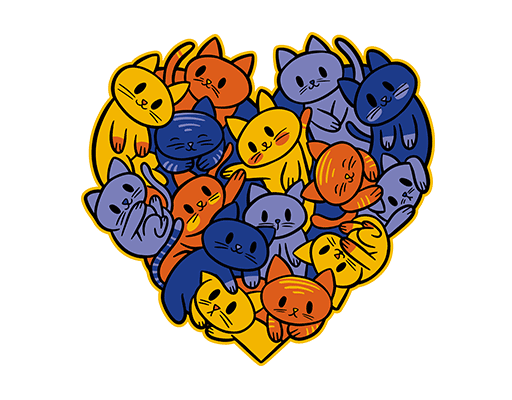 卡通爱心图案小猫图案女装印花素材心形图案手绘卡通动物