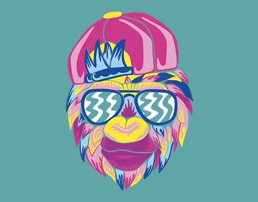 卡通动物头像大猩猩头像复古卡通动物女装印花素材