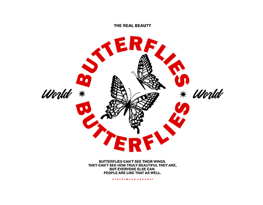 圆形图案卡通蝴蝶图案圆形英文字母图案女装印花素材