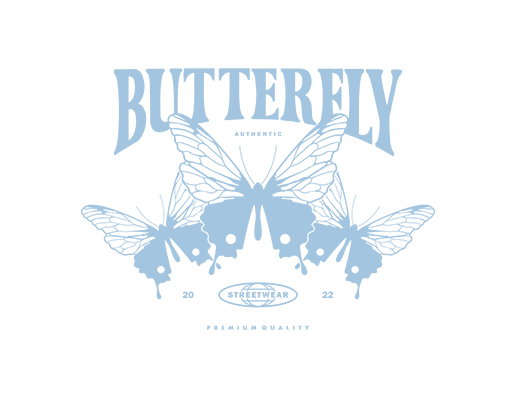 卡通蝴蝶图案变形英文字母图案蝴蝶剪影图案女装印花素材