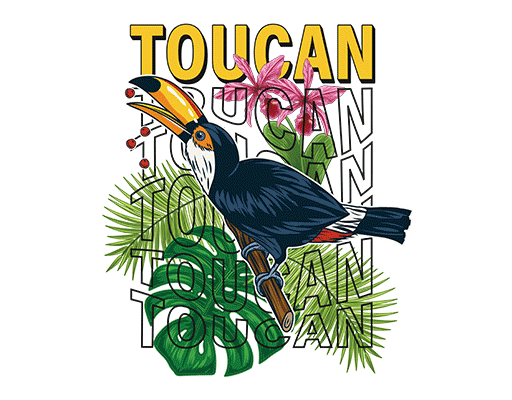 卡通鸟图案男装印花素材卡通动物图案树叶图案花朵夏季印花素材