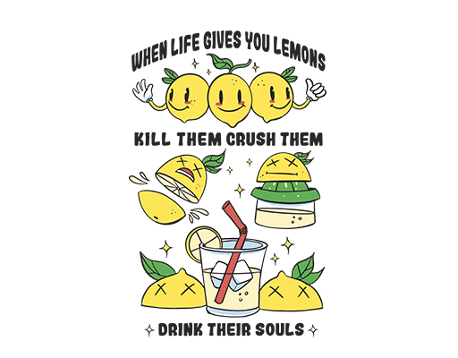 卡通柠檬图案冰块杯子图案卡通英文字母水果图案女装印花素材