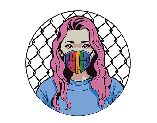 卡通女孩头像戴口罩的女孩头像欧美女头像女装印花素材