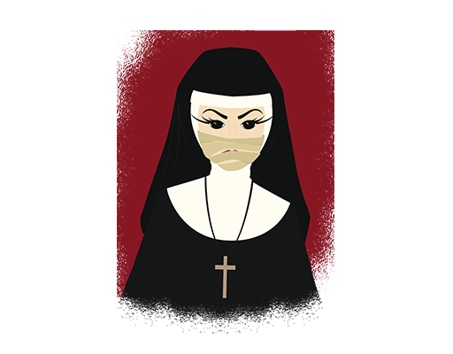 卡通人物图案破碎人物图案修女图案女孩头像女装印花素材