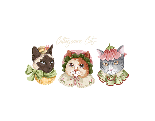 卡通猫咪头像手绘猫头水彩猫头像手写英文字母图案女装印花素材