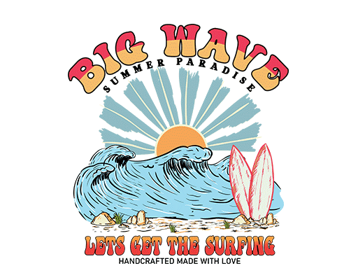 卡通海浪图案手绘海浪卡通英文字母图案浪花图案冲浪板图案男装印花素材