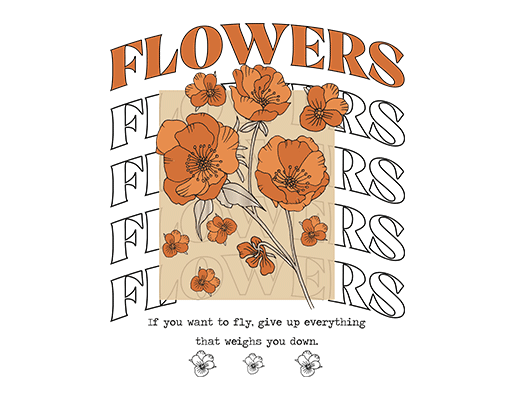 变形英文字母图案才是花朵图案文字印花素材卡通花朵女装印花素材植物图案