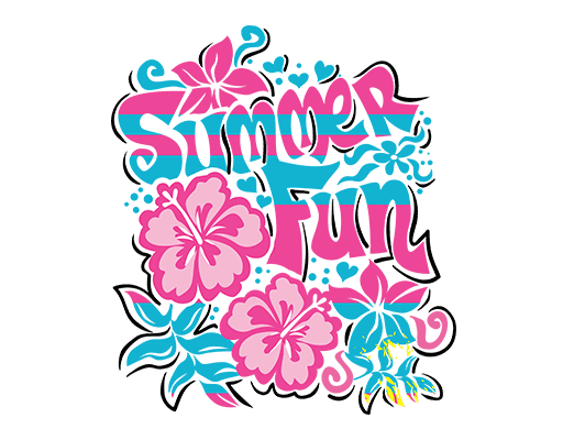 卡通花朵图彩色蝴蝶手写英文字母图案女装印花素材变形英文字母