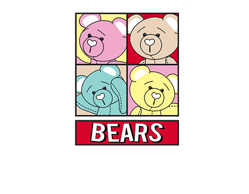 卡通小熊头像手绘小熊可爱卡通动物女装印花素材四方格图案