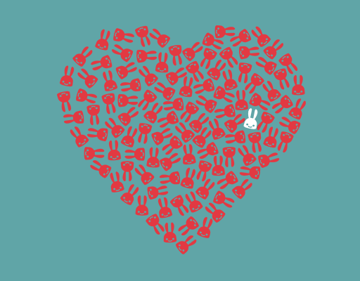 卡通兔子头像爱心图案兔子头像剪影图案女装印花素材