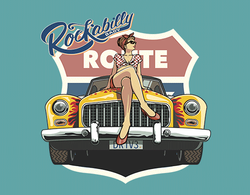 卡通汽车图案女装汽车徽章图案老爷车图案手写英文字母图案女装印花素材