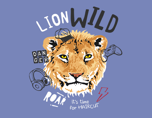 卡通老虎头像手绘老虎头像手写英文字母卡通老虎头女装印花素材耳机游戏手柄