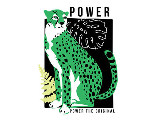 卡通豹子图案手绘豹子卡通树叶绿色包装猎豹印花素材女装印花